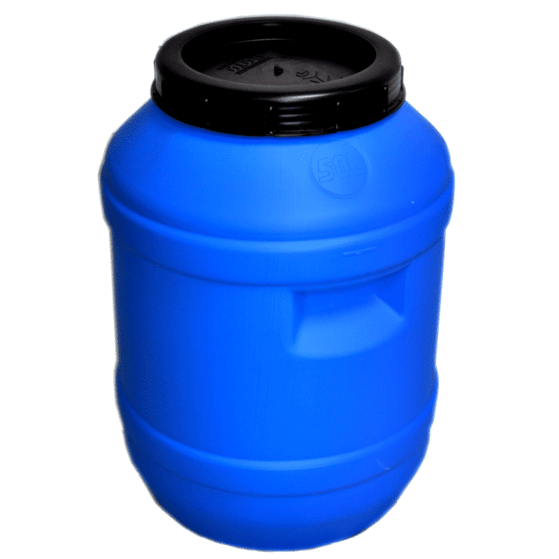 Бочка пластиковая пищевая 50 литров с крышкой и прокладкой, синяя